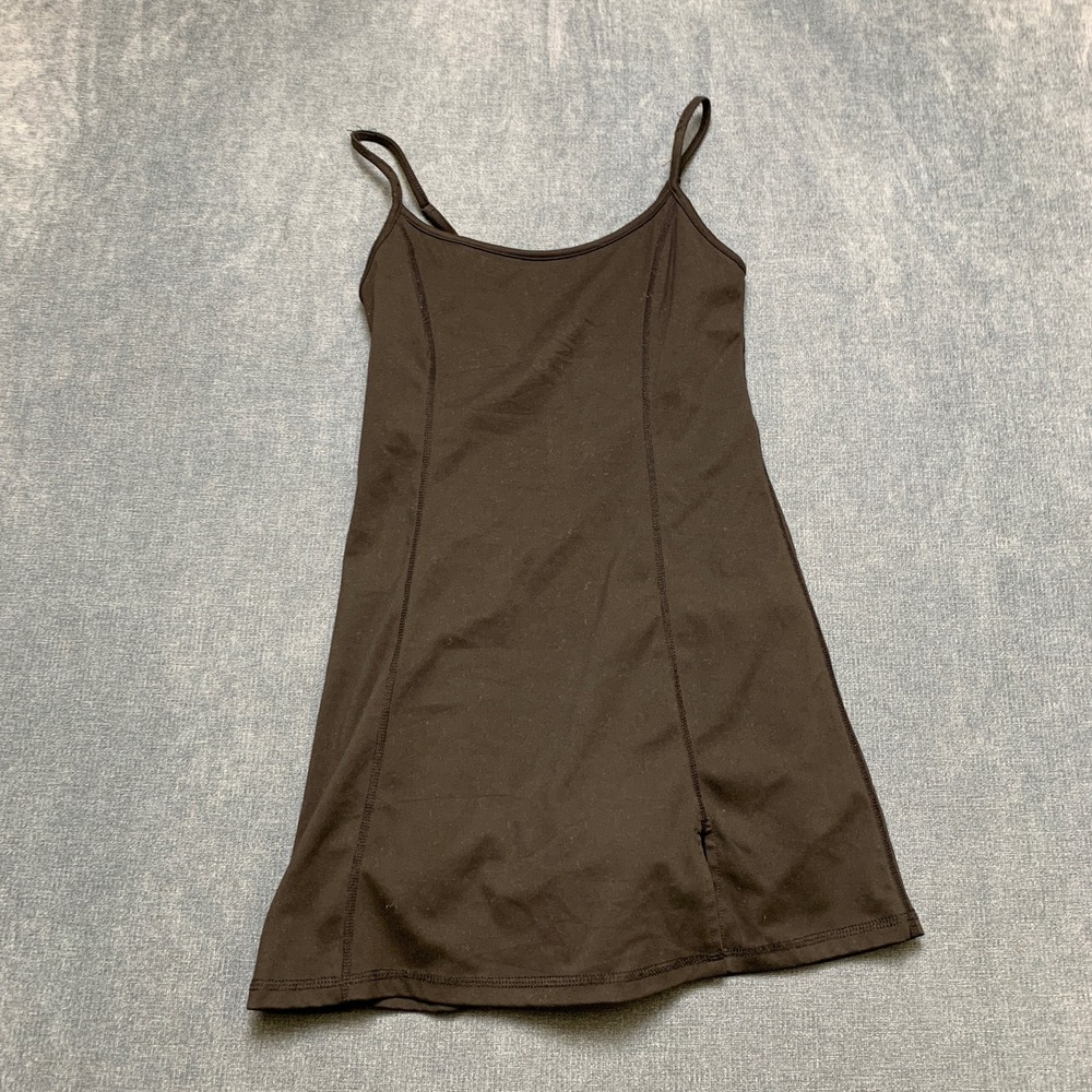 Womens Spaghetti Strap Tennis Dress Black Side Slit Quick Dry Moisture Wicking